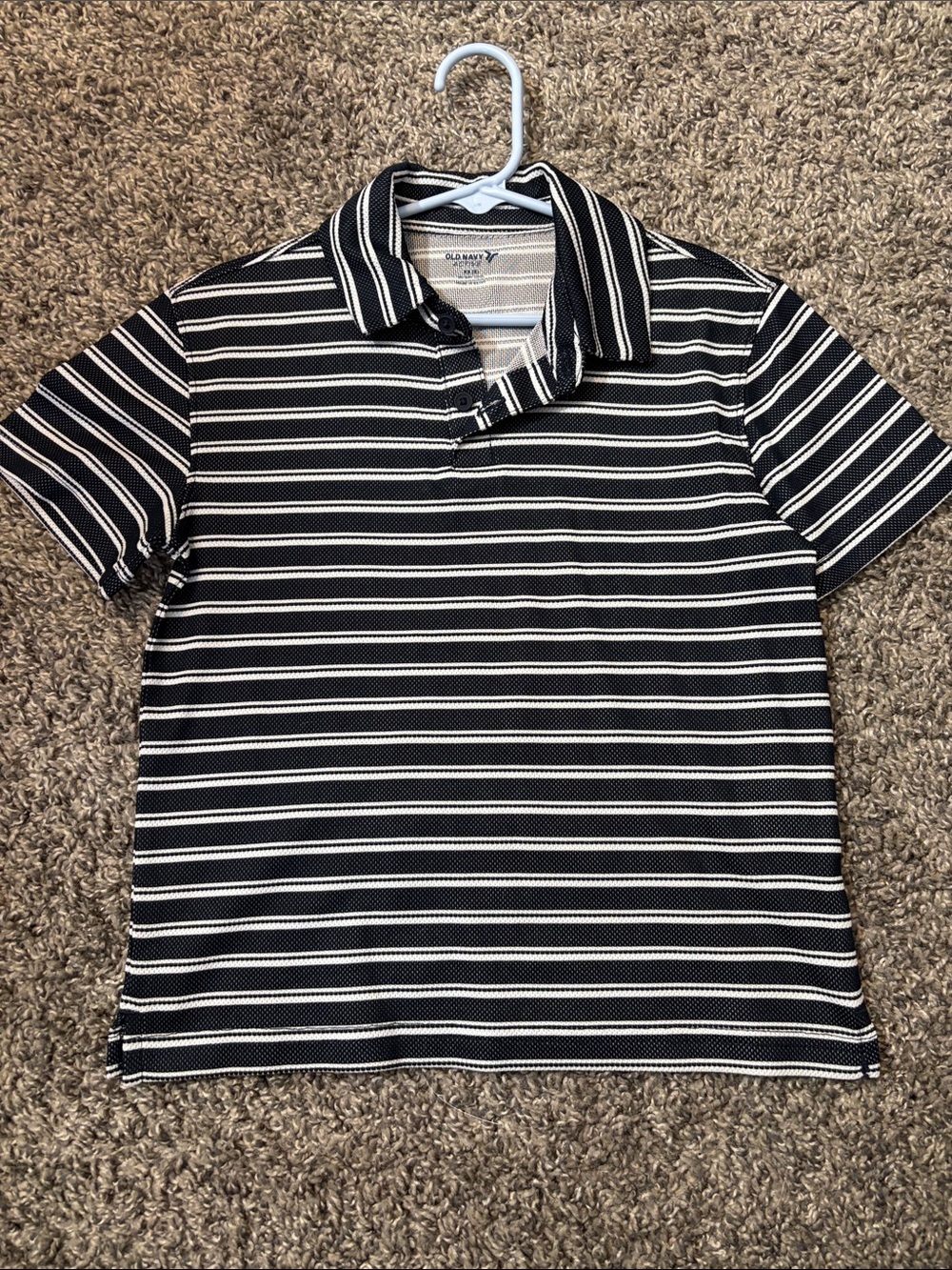 Old Navy Black & White Striped Polo Shirt